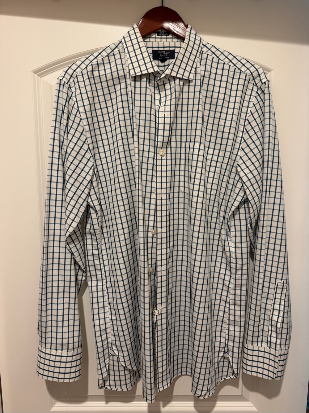 J. Crew White Dress Shirt with Navy Windowpane Check